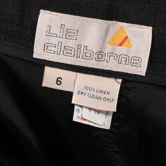 Liz Claiborne Maxi Skirt 6 Womens VTG Black 100% Linen Long Flowy Summer USA - Picture 6 of 6